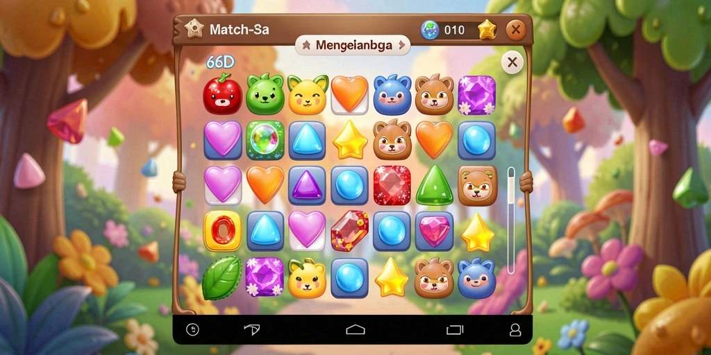 Tampilan menakjubkan dari gameplay Match-3 66D yang seru.