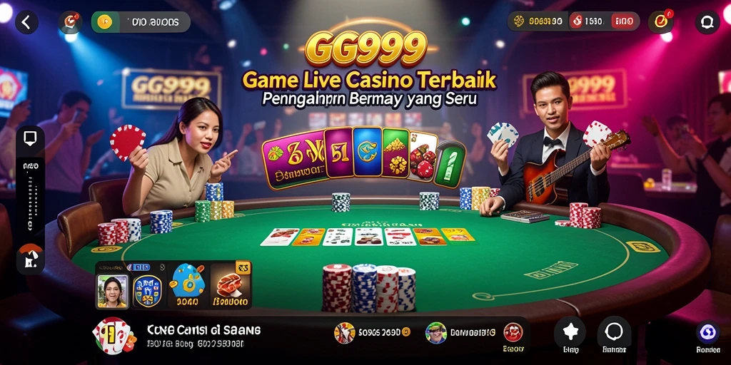Tampilan menarik dari gameplay Live Casino GG999 dengan dealer dan pemain nyata.