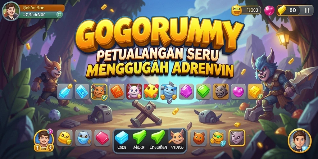 Tampilan gameplay GOGORUMMY yang penuh warna dan mendebarkan.