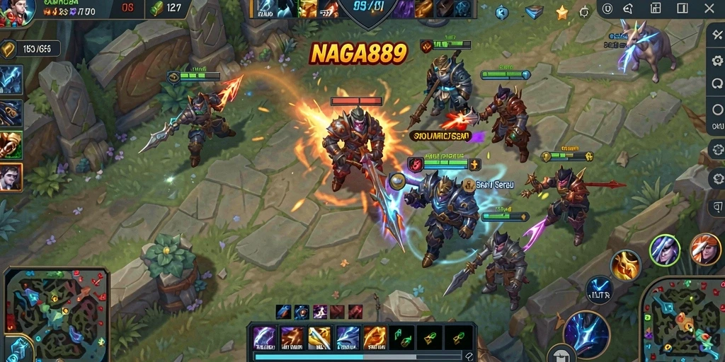 Tampilan menarik dari gameplay MOBA NAGA889 yang seru.
