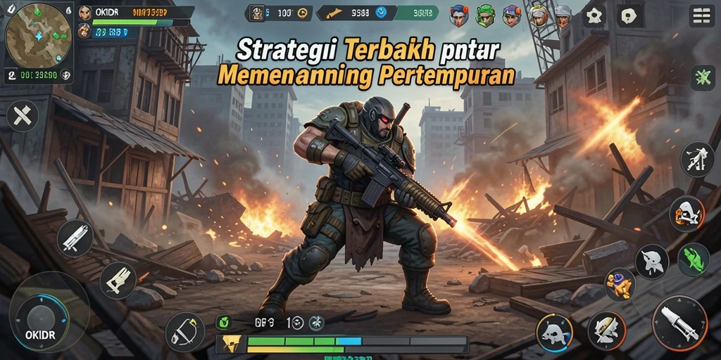 Tampilan pertempuran yang strategis di OKIDR dengan elemen grafis yang menarik.
