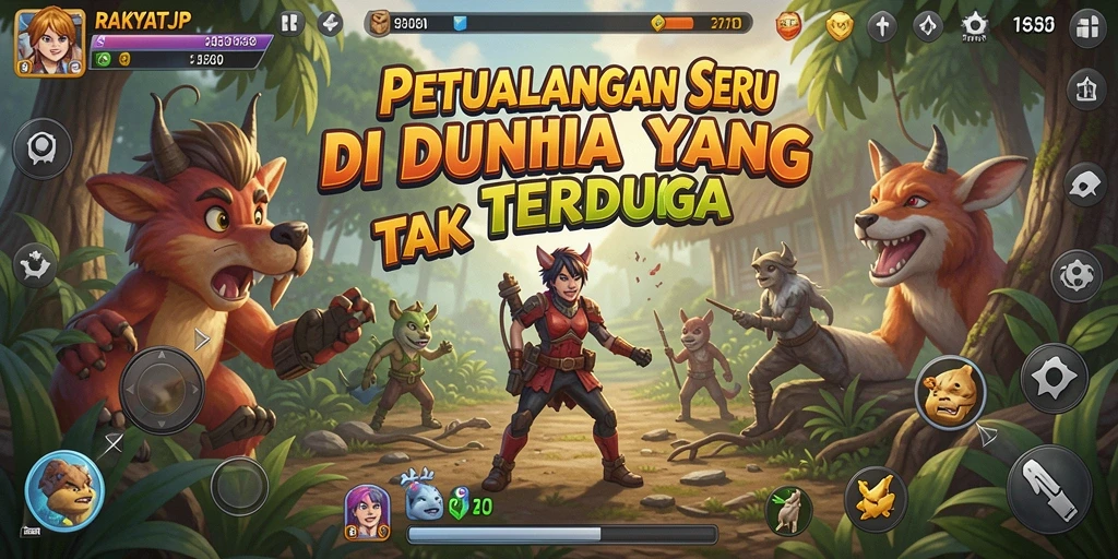 Gameplay RAKYATJP menampilkan petualangan mendebarkan di dunia yang luas.