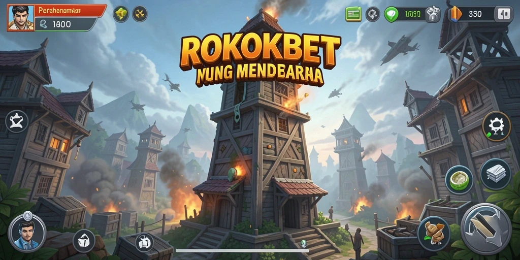 Tampilan gameplay ROKOKBET yang menegangkan di Tower Defense.